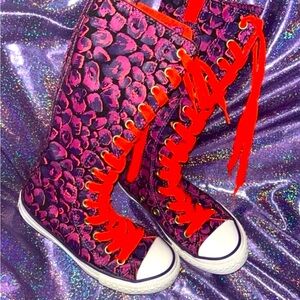 Rare Kids Leopard Print Neon Converse